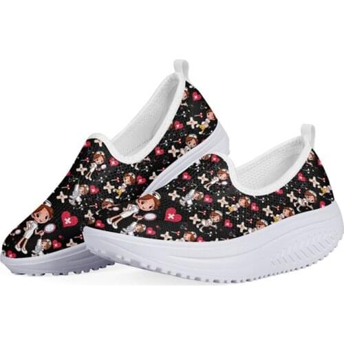 WHEREISART Nurse Black Height Increasing Flats Platform Women Shoes Summer Mesh Swing Fitness Sneaker For Teen Girls 2021