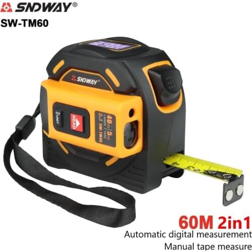 SNDWAY laser distance meter range finder 60M laser measure digital laser rangefinder retractable 5m Self-Lock Ruler Survey tool