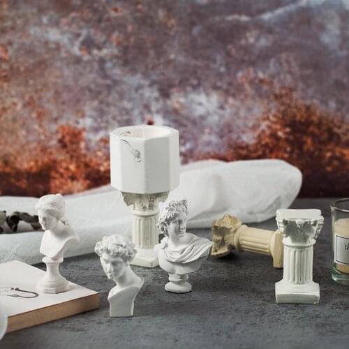 Mini Sculpture Plaster Greek Mythology Imitation Resin Human Head Roman Column Photo Decorative Backdrops Photography Props