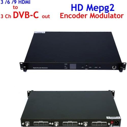 HD to DVB-C modulator 9 Route HD input to 3 Ch DVB-C J.83A/C Rf output 1U Rock 1080P mepge2 encoder modulator SKD1911