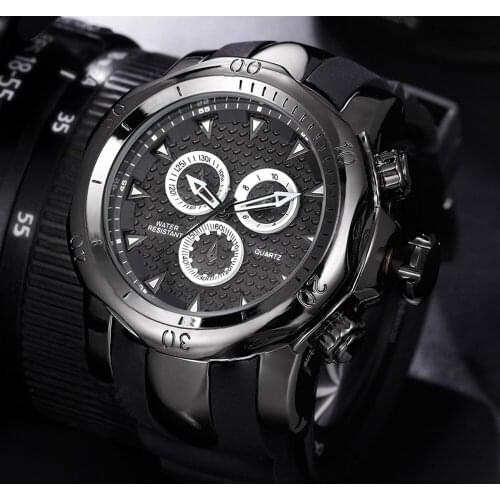 51mm Big Dial Mens Watches Top Luxury Black Waterproof Dive Quartz Watch Steel Chronograph AAA Jewelry Clocks Relógio masculino