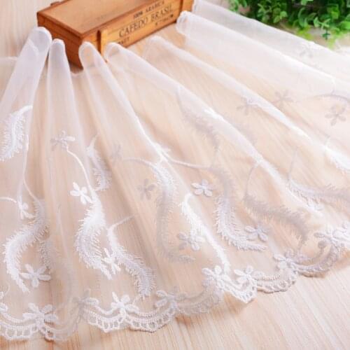 Soft White Embroidered Widened Tulle Lace Fabric DIY Wedding Dress Transparent Passion Underwear Home Textile Sewing Material