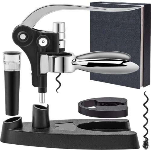 Zinc Alloy Wood Wine Set Bottle Opener Stopper Pour Spout Cork Screw Drip Ring Wine Set Rabbit-shaped Red Wine Corkscrew Set