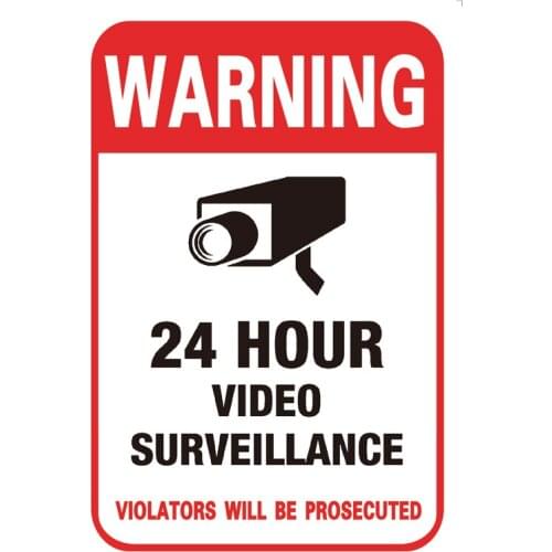 24 Hour Video Camera System Warning Sign Self-adhesive Wall Stickers Surveillance Monitor Public Area Security Camera Sticker