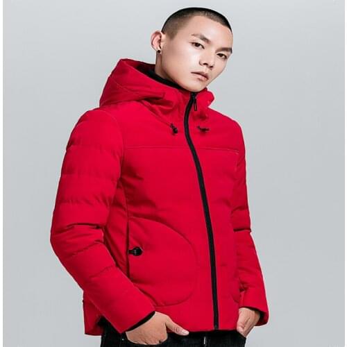 New Winter Fashion Casual Keep Warm Thicken Bright-coloured Mens Hooded Jackets Solid Zipper Male Coats Streetwear