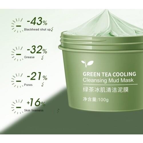 Green Tea Cleansing Mask Oil Control Anti Acne Facial Mask Moisturizing Blackhead Removal Fine Solid Mask Skin Face Care TSLM2