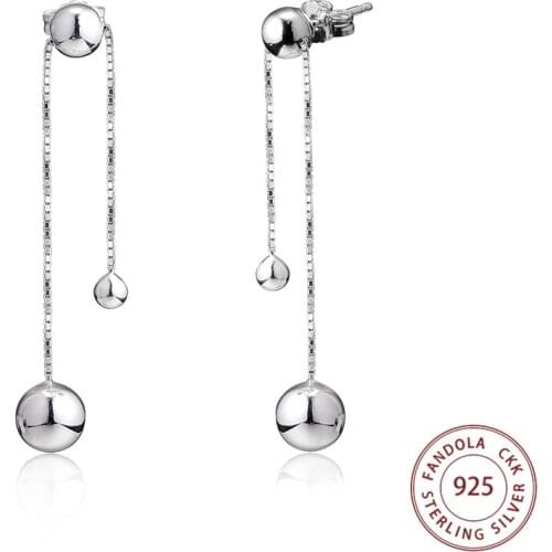 Wholesale 925 Sterling Silver Earring String of Beads Drop Wedding Earrings for Women Fashion Jewelry Brincos Mujer