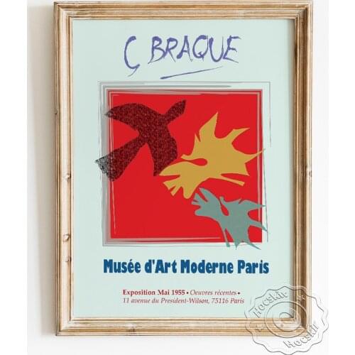 Georges Braque Exhibition Abstract Poster, Paris Museum Of Modern Art Collection Art Prints , Birds Geometry Wall Picture Decor