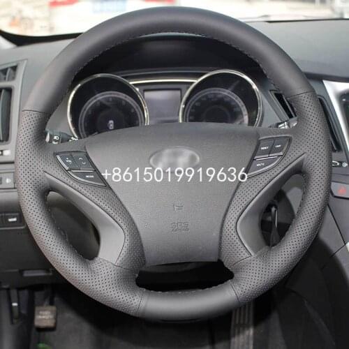 New Anti Slip Black Leather Steering Wheel Stitch on Wrap Cover For Hyundai Sonata 8th