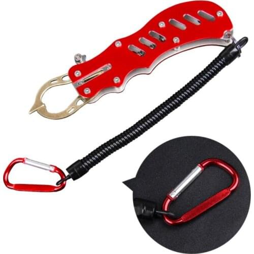 Stainless Steel Fish Lip Gripper Grabber Fishing Grip Tackle Clip Curved Mouth Control Fishing Tool With Lanyard