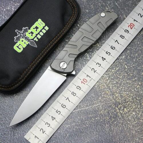 Green Thorn New Flipper 95 Folding Knife k110 Blade Bearing TC4 Titanium Handle Outdoor Camping Hunting Pocket Fruit EDC tools