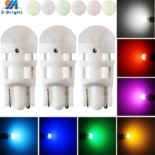 10pcs W5W 194 T10 2835 3 SMD OSRTF 12V LED Bulb Nylon PA White Light Bulb Turn Side Maker Cars Door Clearance Green Pink Amber