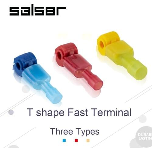 100SET / 200PCS) T Type Male Female Terminal Fast Wire Connection Connector Joint Non Destructive T shape Red/Yellow/Blue