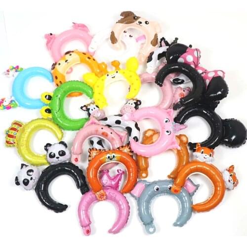 10pcs Cute Animal Tiara Headband Foil Balloon Frog Panda Kid Toy Flamingo Baby Shower Happy Birthday Wedding Party Decoration