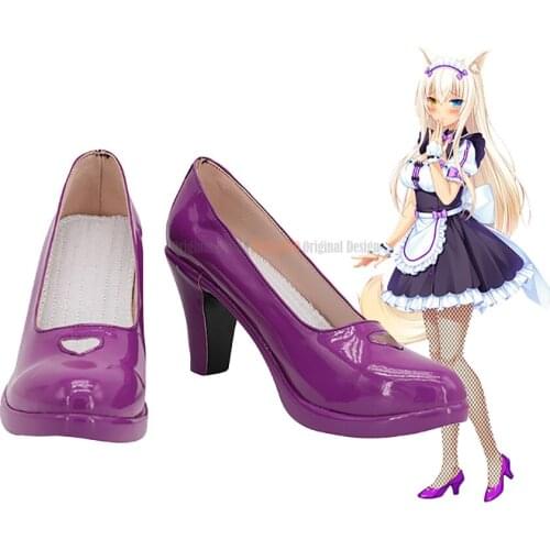 NEKOPARA Maple Cosplay Shoes Purple High Heel Boots Custom Made
