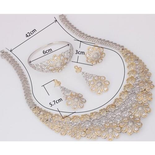 BrideTalk High Quality Nigeria Party Trendy Necklace Full Micro Paved Cubic Zircon 4Pcs Sets Decorated Jewelry Woman Wedding