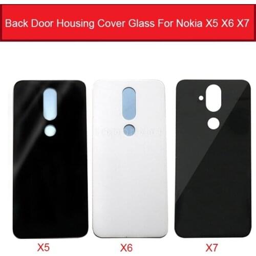 Back Door Housing Cover Glass For Nokia X5 X6 X7 Rear Battery Cover Case For Nokia 5.1 Plus 6.1 Plus Replacement Without Logo