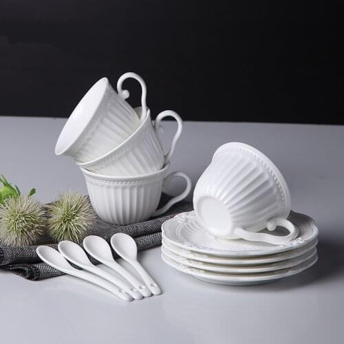 1Set 180ml Cafe Espresso Cups With Saucers Ceramic Coffee Cup Set For Black Tea Coffee Kitchen Party Drink Ware Home Decor