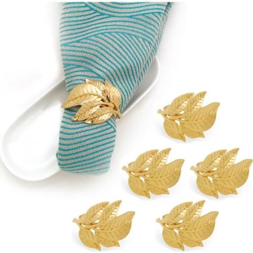 12pcs Wedding Napkin Ring Gold Tree Leaf Napkin Ring Holders Decorative Napkin Buckle Party Dinner Christmas Table Decoration