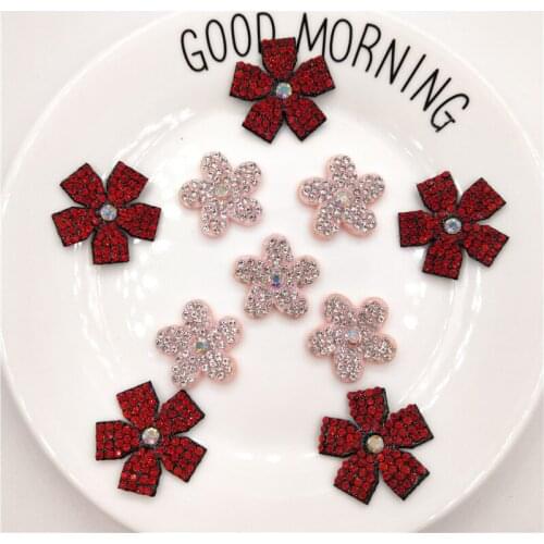 30pcs Multi Style Flower Padded appliques with Shiny diamond for headwear decoration handmade hair accessories