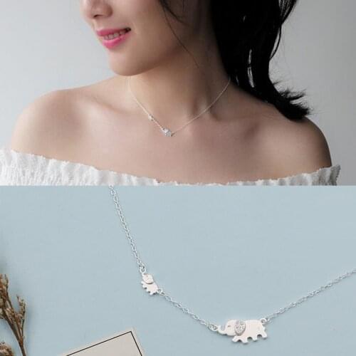 925 Sterling Silver Necklaces For Women Cute Elephant Necklace Clavicle Chain choker collar S-N342