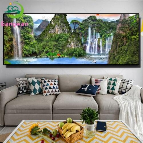 Large size waterfall landscape 5D diamond painting full square round drill natural art diamond embroidery mosaic cross stitch