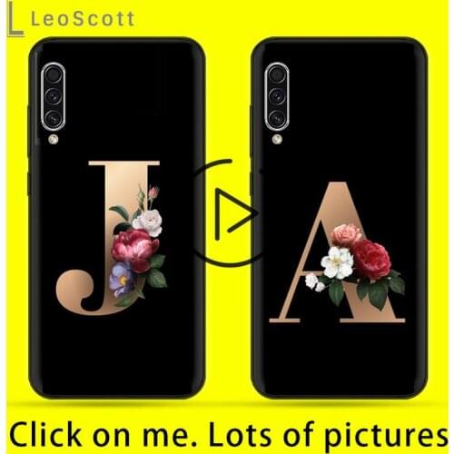 Name letter flower black ROSE Phone Case For Samsung galaxy S 7 8 9 10 20 edge A 6 10 20 30 50 51 70 note 10 plus Soft Cover