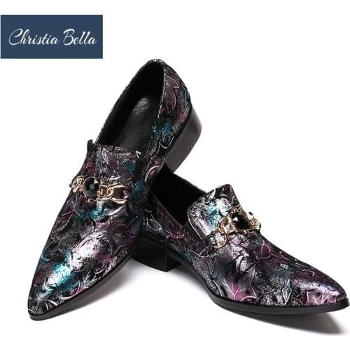 Christia Bella Brand Italian Fashion Mens Dress Shoes Genuine Leather Slip on Basic Flats for Men Work Office Plus Size 38-47