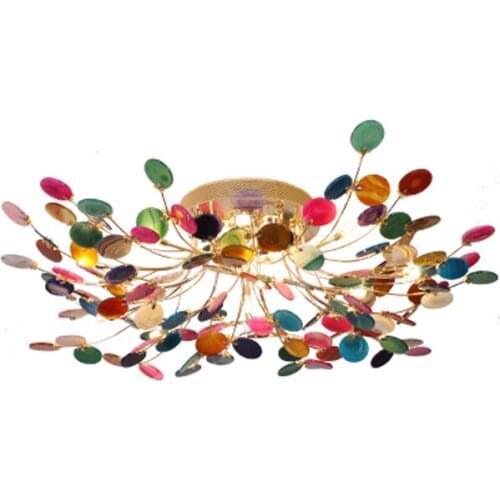Colorized Agate Designer LED Chandelier Lighting Lustre Lamparas De Techo For Foyer Bedroom