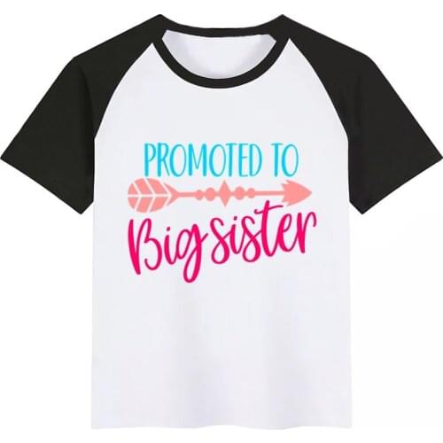 BoysGirls Promoted To Big Sister Cartoon Print T Shirt Kids Funny Clothes Children Summer Short Sleeve Baby T-shirt