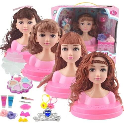Kids Dolls Half Body Makeup Comb Hair Toy Doll Set Pretend Play Princess Set Play Toys For Girls Makeup Training Girl Ideal Gift