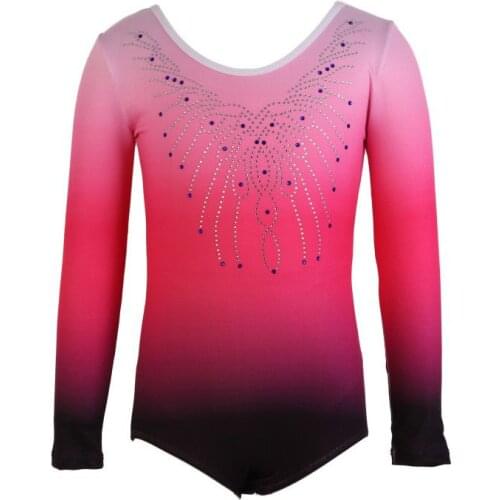 5-12Y Long Sleeve Pattern Gradient Children Dance Dresses Gymnastics Large Size Bodysuit Jumpsuit Ballet Dance Wear New