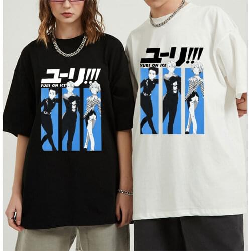 Skaters Yuri on Ice T-Shirt Anime Men Oversized Tshirts Cotton Tshirt Hip Hop Harajuku Cotton Short Sleeve Tees Tops Streetwear