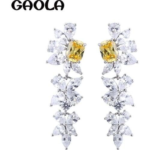 GAOLA 2017 New Arrival Flower Cubic Zircon Bridal Dangle Earrings Women Fashion Jewelry GLE6389
