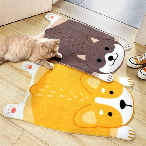 45x75cm Funny Doormat Cartoon Animal Shiba Inu Corgi Mats Wear Resistant Anti Skid Foot Pad Entrance Floor Rug Kitchen Carpet