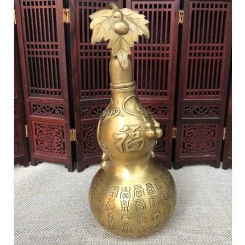 China brass hundred fu gourd wealth crafts statue