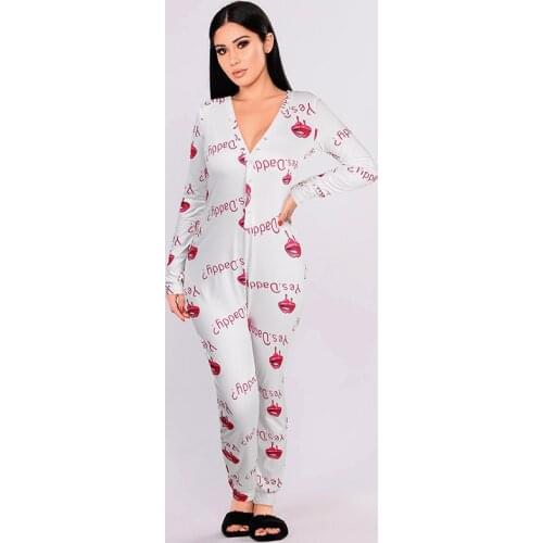 2021 fashion womens casual home wear slim long sleeve V-neck Jumpsuit printing pattern 8 color Comfortable in home Rompers