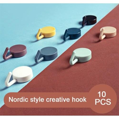 10pcs Cute Hook Sticker Self-Adhesive Wall-Mounted Key Clothes Storage Hook For Nordic Bathroom Kitchen Free Punch Organizador