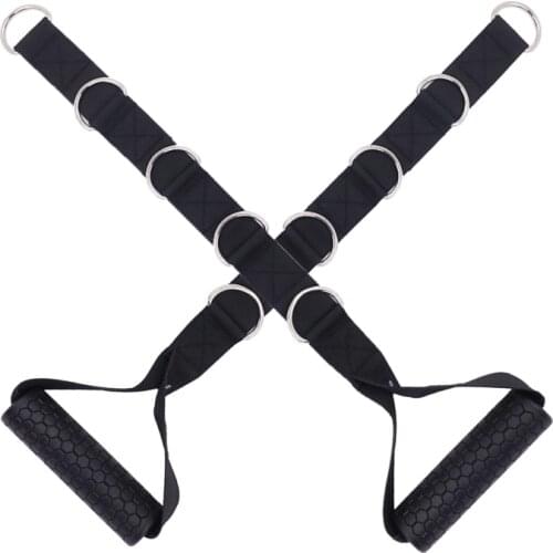 Gym Handle Multifunction Adjustable Stirrup Handles Fitness Cross Over Handle Triceps Bar Lifting Exercise Machine Accessories