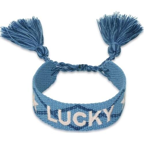 Lucky Love Embroidered Pattern Letter Braided Bracelets Friendship Wrap Bracelet Rope Chain Wristband Jewelry Birthday Gift