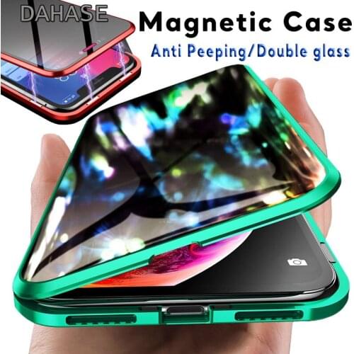 Magnetic Adsorption Case For iPhone 11 Pro XS Max X XR Case Full Glass Magnet Case For iPhone 8 7 6 6s Plus Metal Bumper Cover