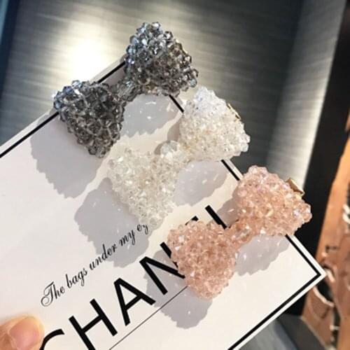 Bow Metal Rhinestone Hair Clip Fairy Crystal Hairpins Girls Women Hair Claws Banana Clip Snap Clips Hair Accessories Barrettes