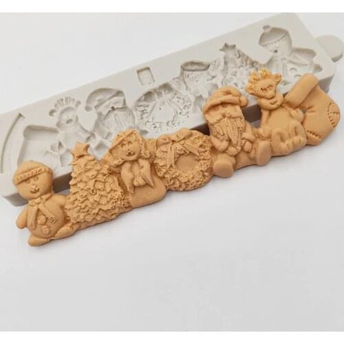 Minsunbak 3D Christmas Series Cake Decoration Silicone Mould Santa Claus Christmas Tree And Other DIY Chocolate Baking Tools