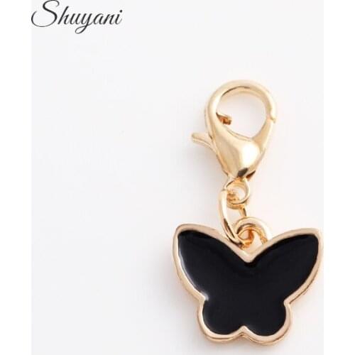 Fashion Brands 20pcs/lot Black Floating Butterfly Dangle Charma Fit Living Locket DIY Bracelet