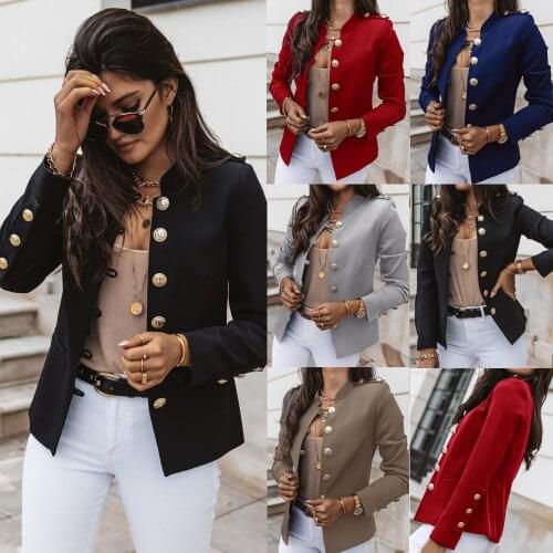Fashion Woman Suit Tops Aumtumn Clothing Long-Sleeved Slim Breasted Small Blazer Ladies Office Luxury Female Solid Color Clothes