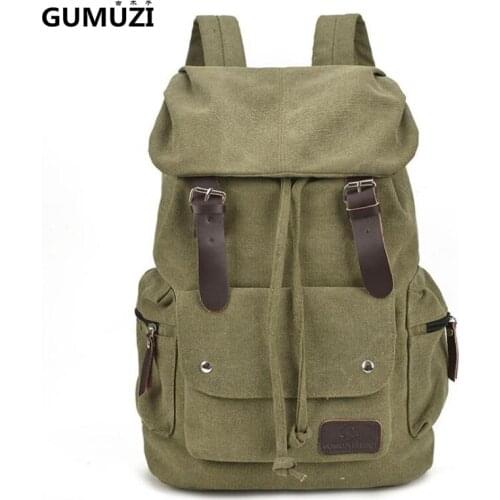 GUMUZI Canvas Mens Backpacks Fashion Travel Backpack bags Man and Women Large Capacity Rucksack School Bags Mochila Escolar