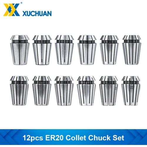 12pcs Collet Chuck Set ER20 Spring Collet Chuck 1-12mm CNC Router Spring Chuck for Engraving Machine Milling Cutter Tool Holder
