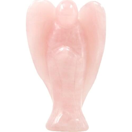 Natural Rose Quartz Angel Figurine Wing Sweetheart Statue Semiprecious Healing Crystal Wedding Gifts Home Decoration