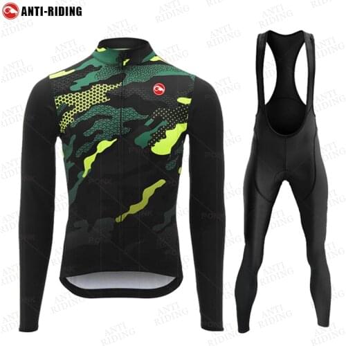 2021 New Pro Cycling Jersey Set Long Sleeve Mountain Bike Cycling Clothing Breathable MTB Bicycle Clothes Wear Suit for Mans