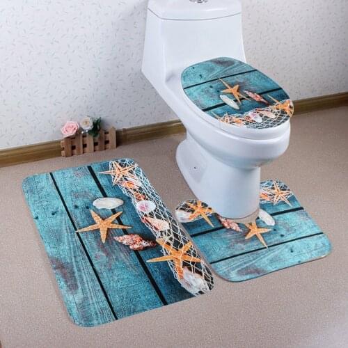 New Ocean Underwater Bathroom Set Toilet Set Cover WC Seat Cover Bath Mat Holder Closestool lid Cover 3pcs/set Free Shipping
